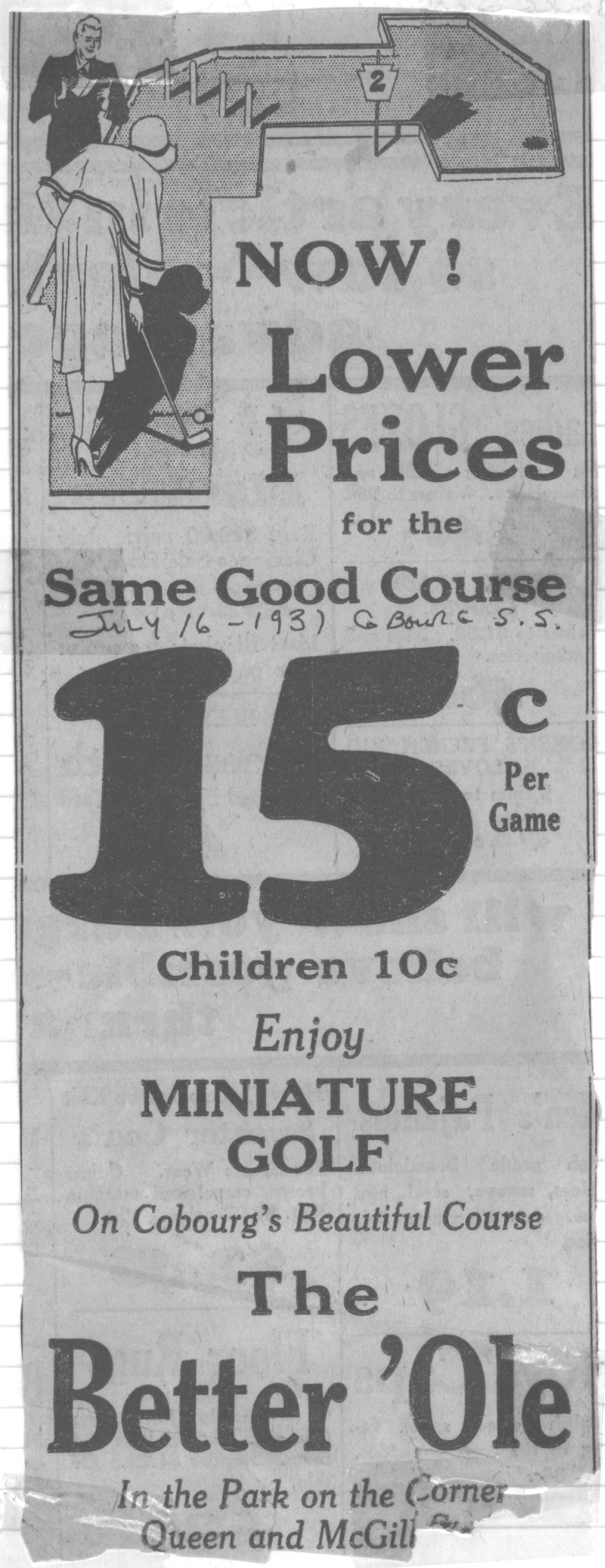 1931-07-16 Golf -Miniature Golf ad
