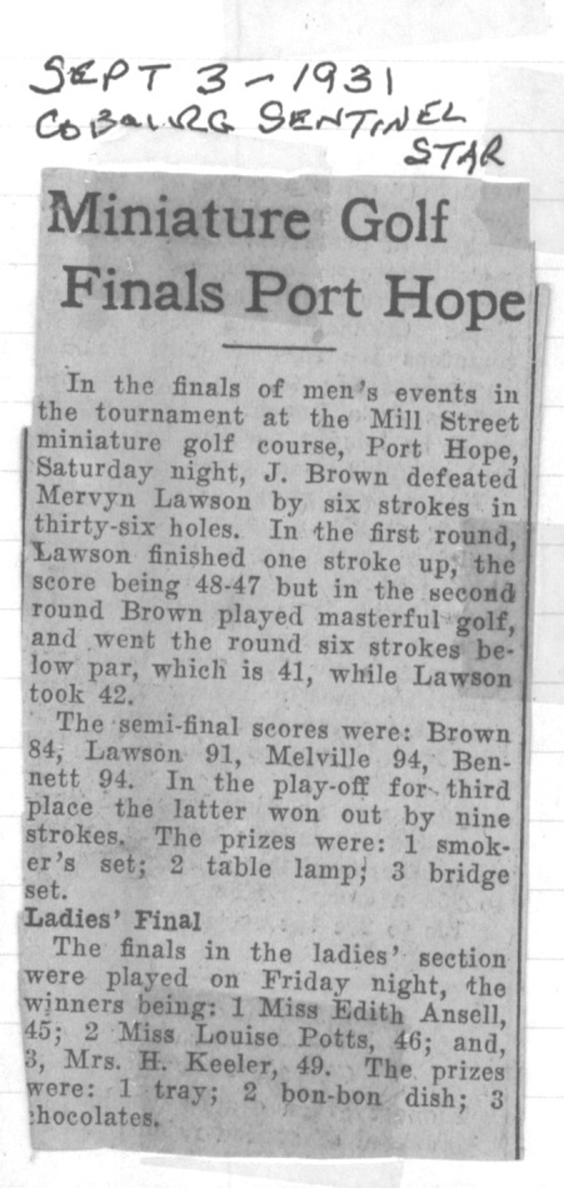 1931-09-03 Golf -Miniature golf finals in PH