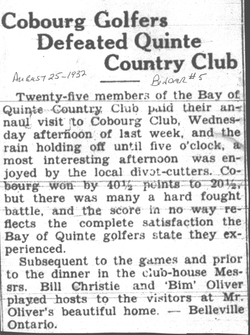 1932-08-25 Golf -Bay of Quinte Club at Cobourg