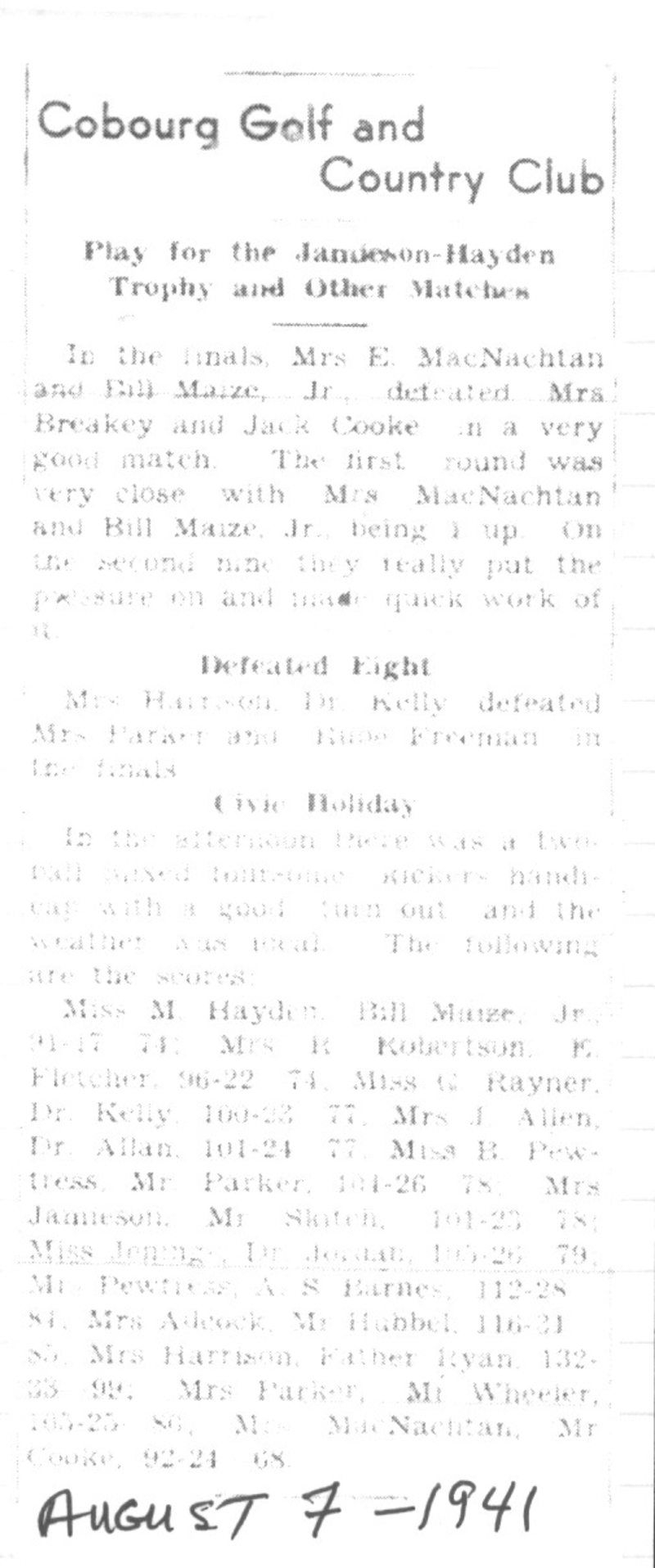 1941-08-07 Golf -Jamieson-Hayden Trophy play