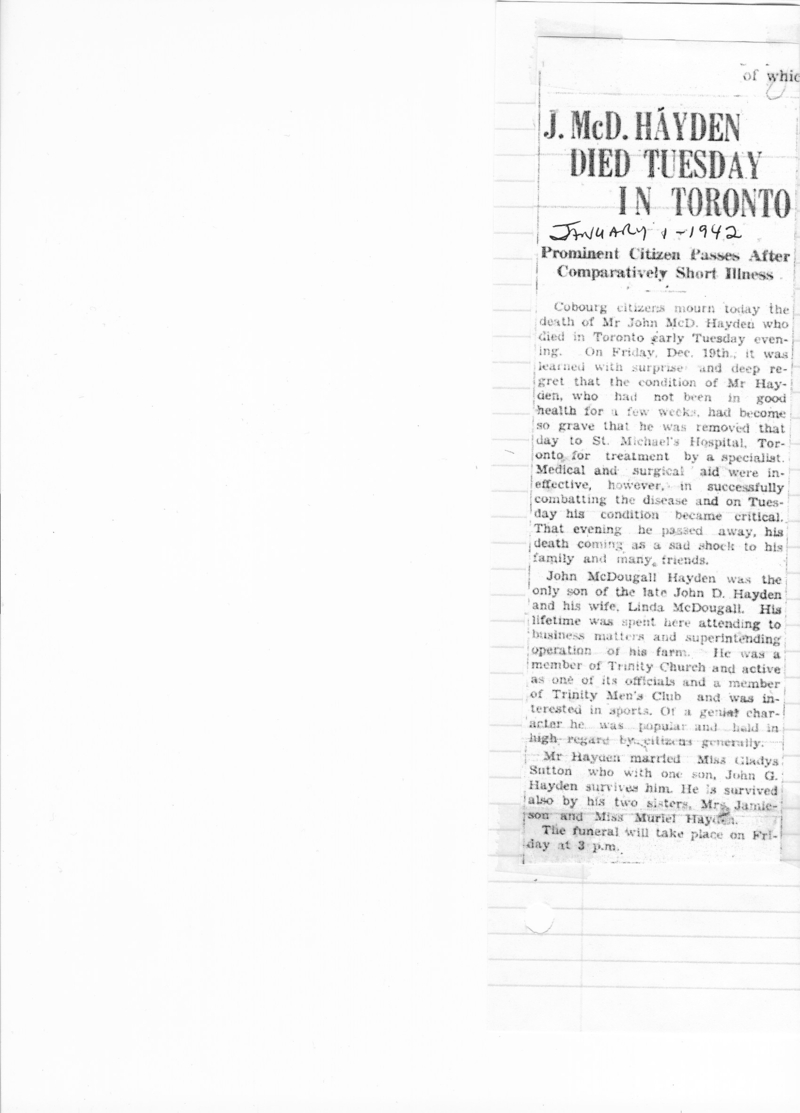 1942-01-01 Golf -J McD Hayden death notice