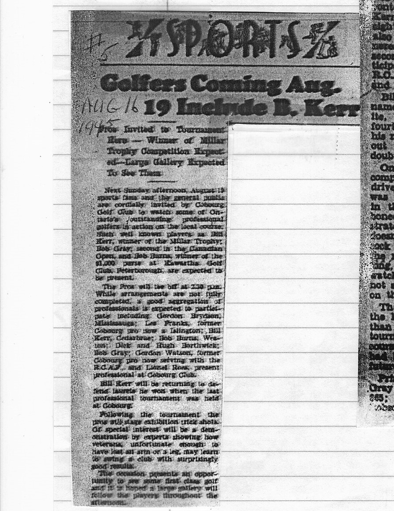 1945-08-16 Golf -Tournament Announcement