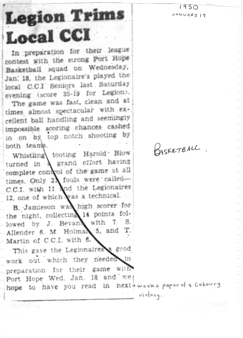 1950-01-19 School -Basketball -CCI Senior Boys vs PH