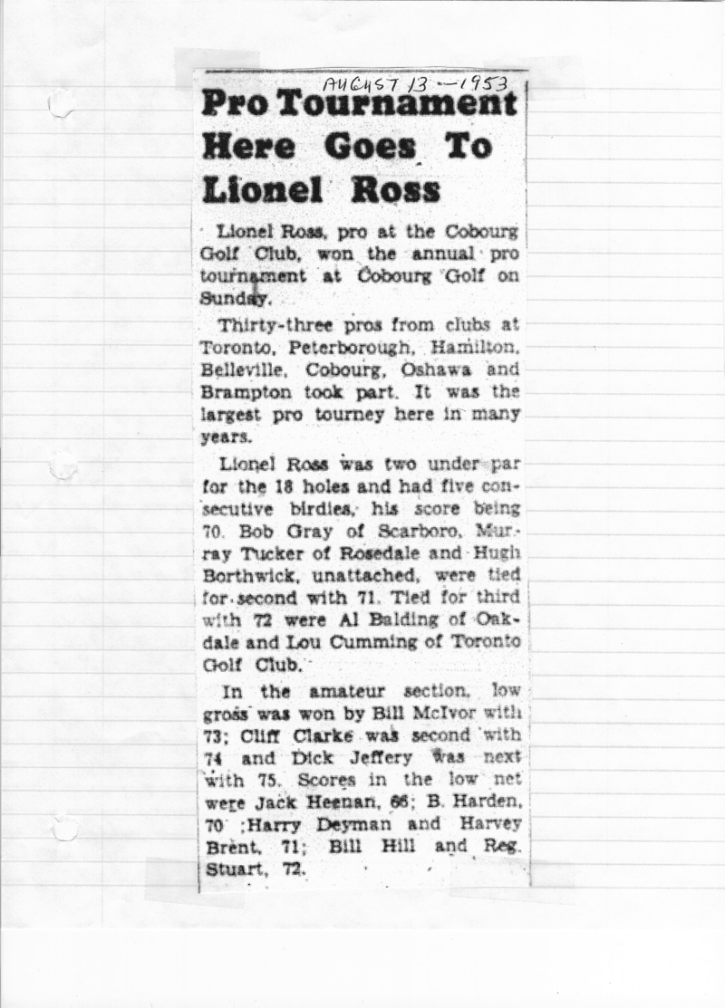 1953-08-13 Golf -Lionel Ross wins pro tournament