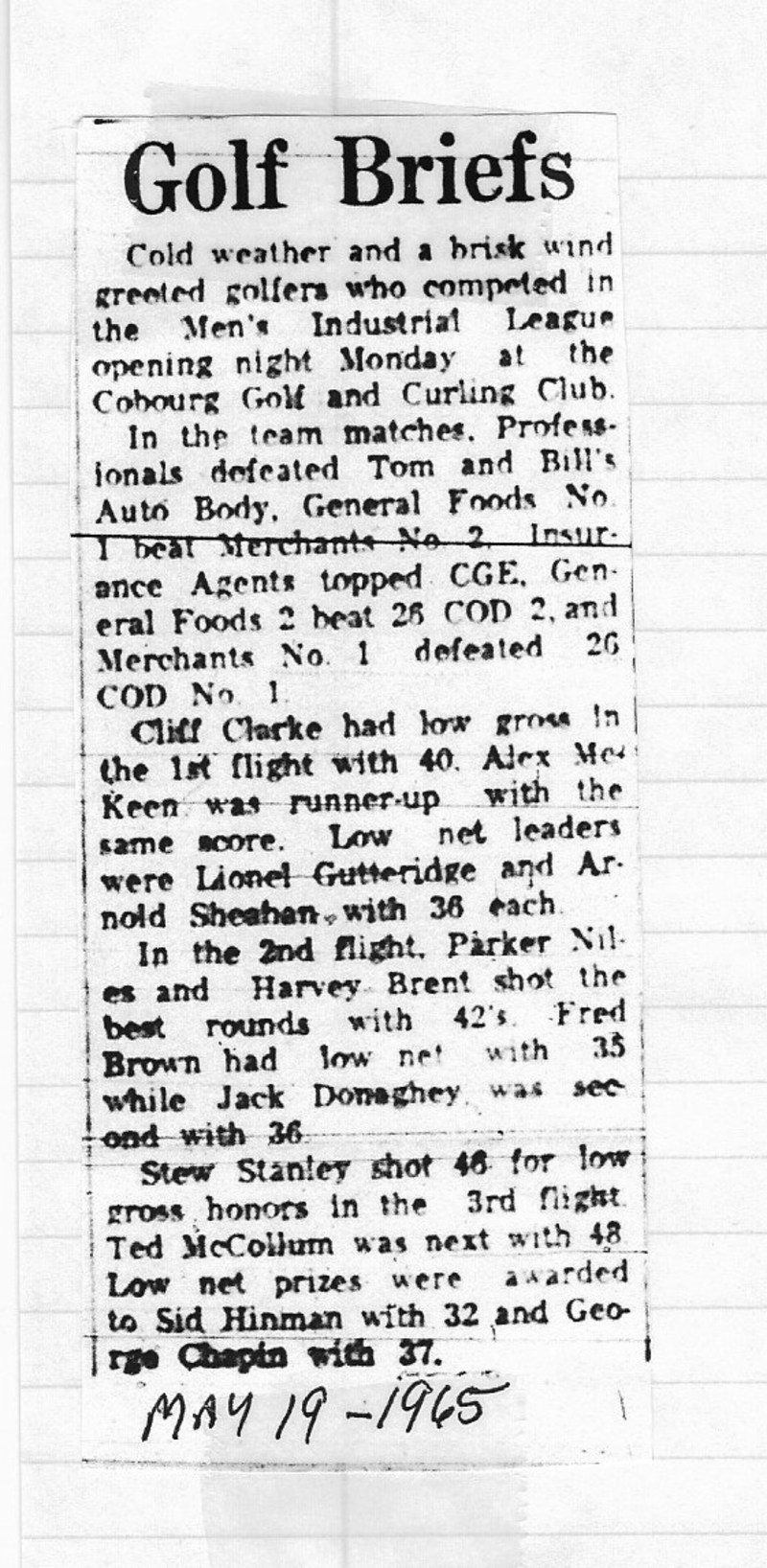 1965-05-19 Golf -Mens Industria lLeague