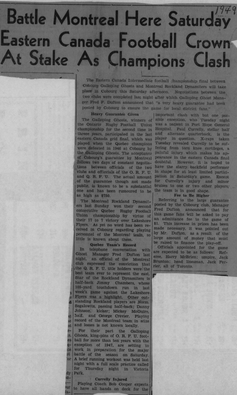 Football -Galloping Ghosts -1949 -B04-Playoffs