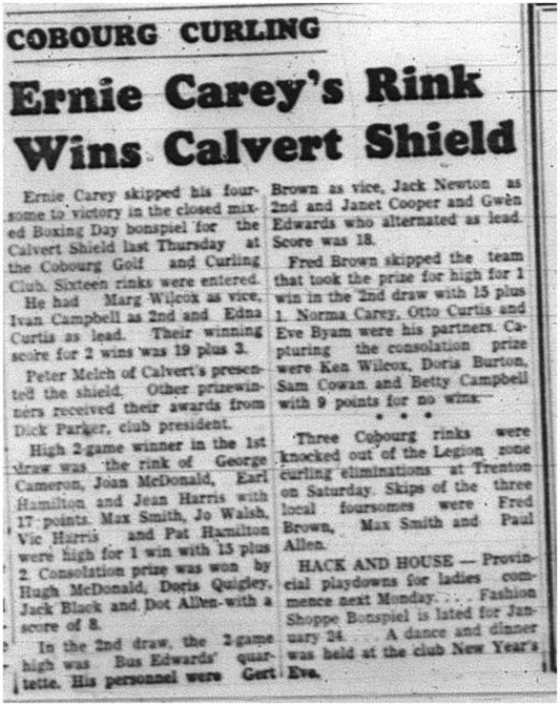 1964-01-01 Curling - Calvert Shield
