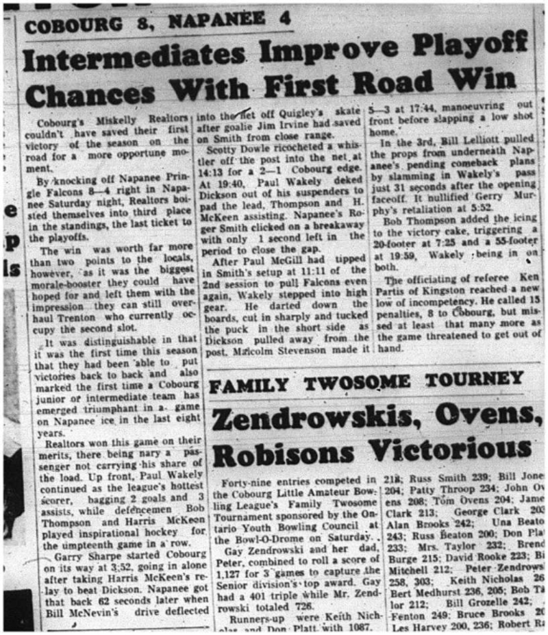 1964-01-01 Hockey -Intermidiates vs. Napanee