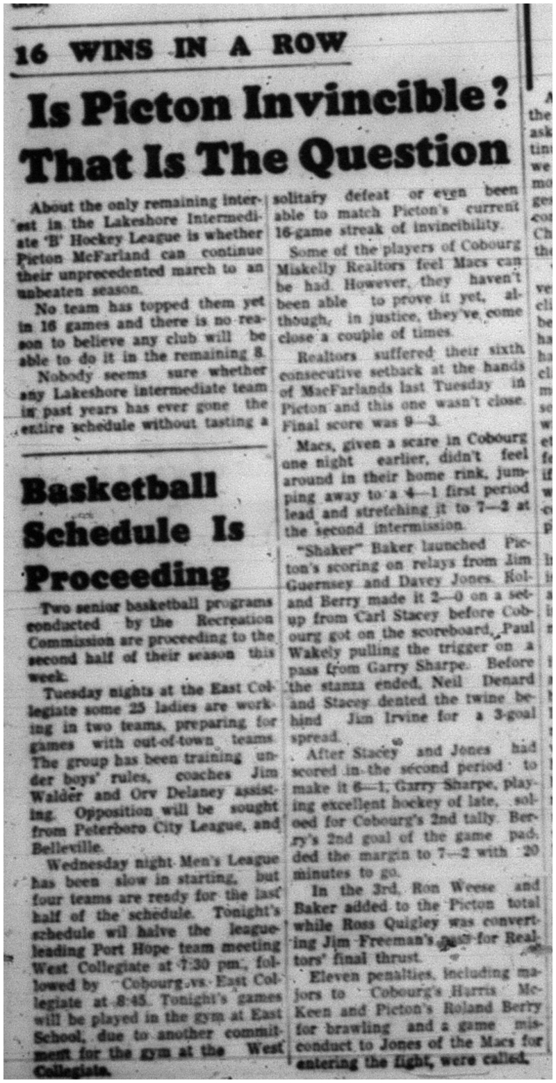 1964-01-15 Hockey -Picton wins