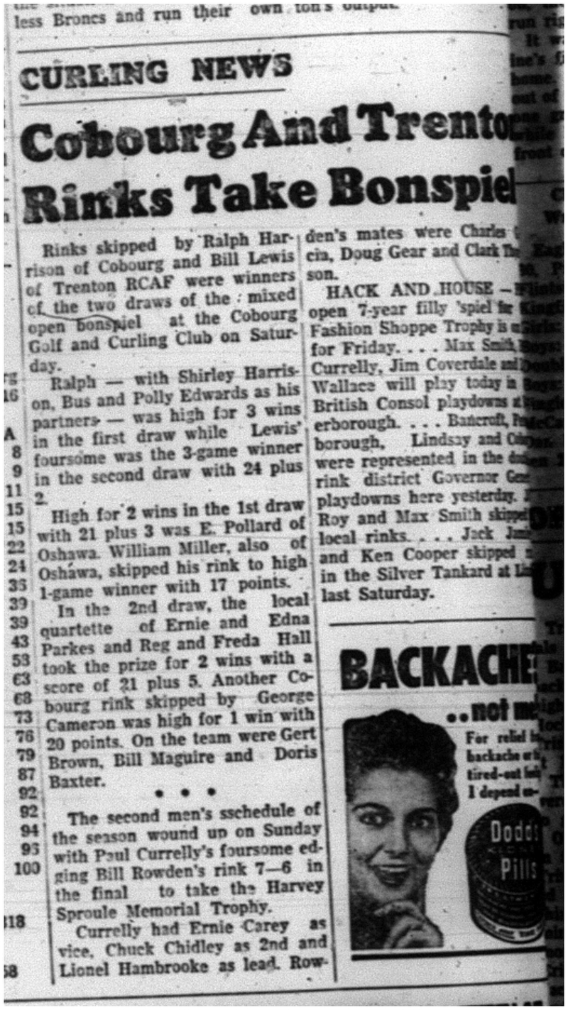 1964-01-22 Curling -Cobourg and Trenton rinks -Bonspiel
