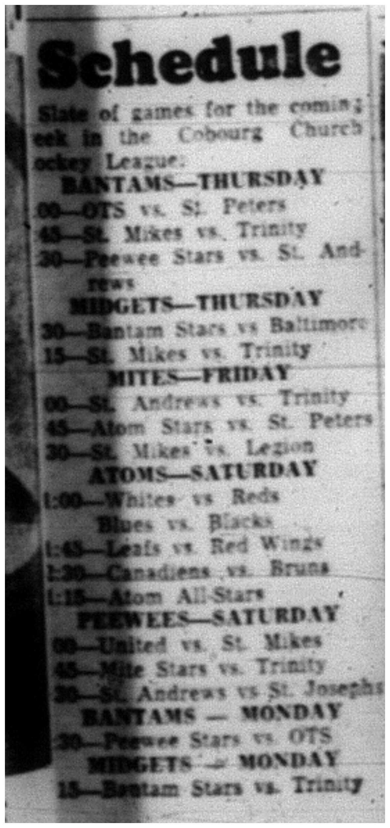 1964-01-22 Hockey -CCHL schedule