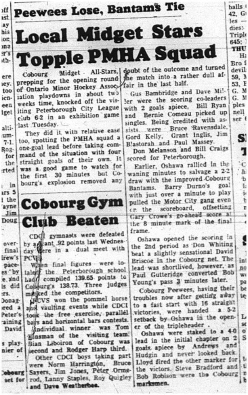 1964-01-29 Hockey -Midget All-Stars -Ontario Minor Hockey Association playdowns