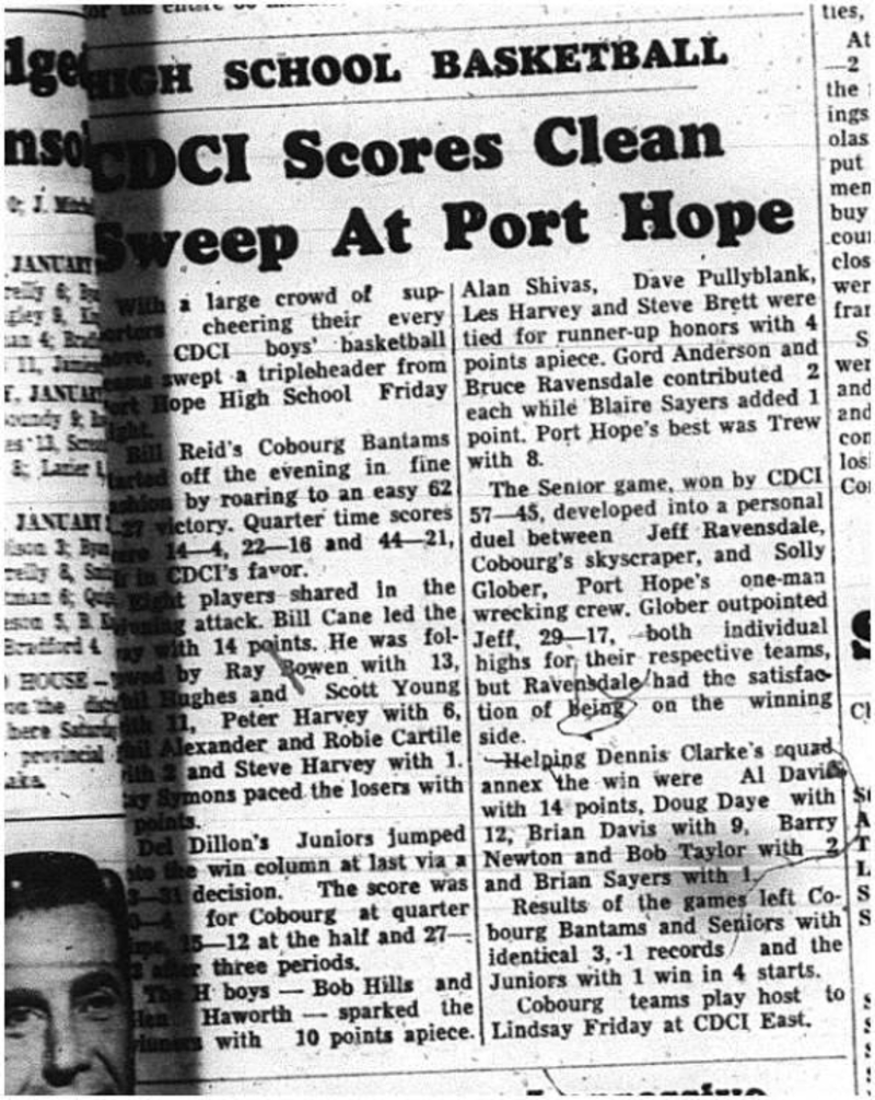 1964-01-29 School -Basketball -CDCI vs. Port Hope