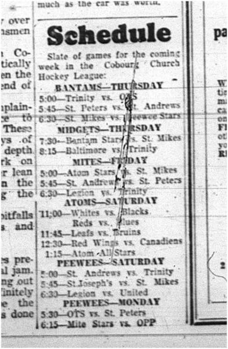 1964-02-05 Hockey -CCHL schedule
