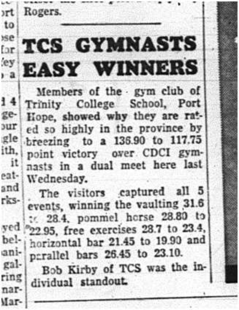 1964-02-05 School -Gymnastics -TCS vs. Port Hope -Duel Meet