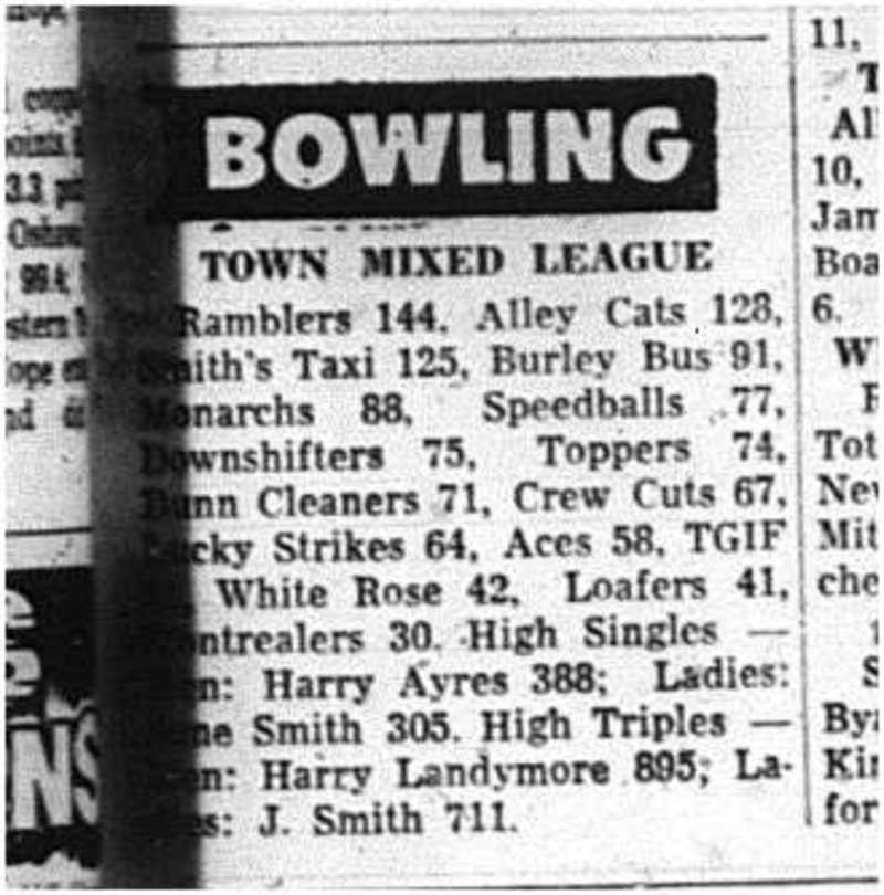 1964-02-12 Bowling -Town mixed league