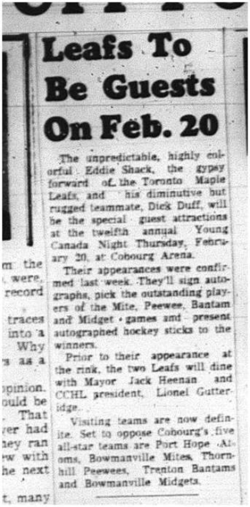 1964-02-12 Hockey -12th annual Young Canada Night -Cobourg arena