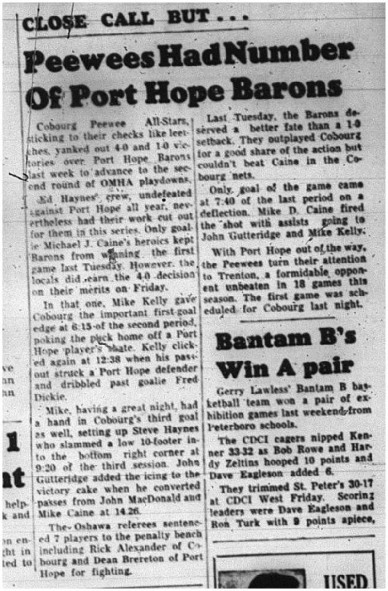 1964-02-19 Hockey -Cobour Peewees vs. Port Hope Barons -OMHA playdowns