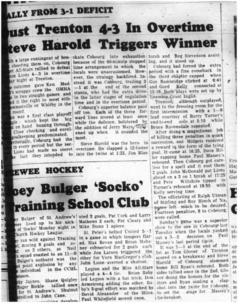 1964-02-19 Hockey -Cobourg Midget All-Stars vs. Trenton