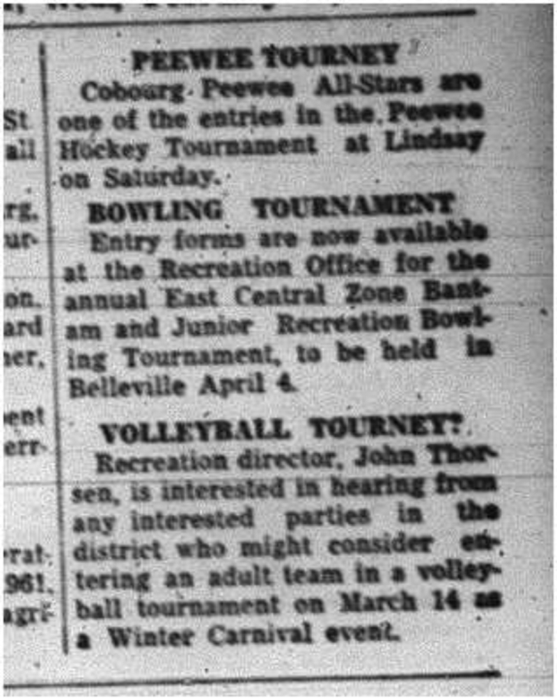 1964-02-19 Sports -Hockey - Bowling  - Volleyball -Tournaments