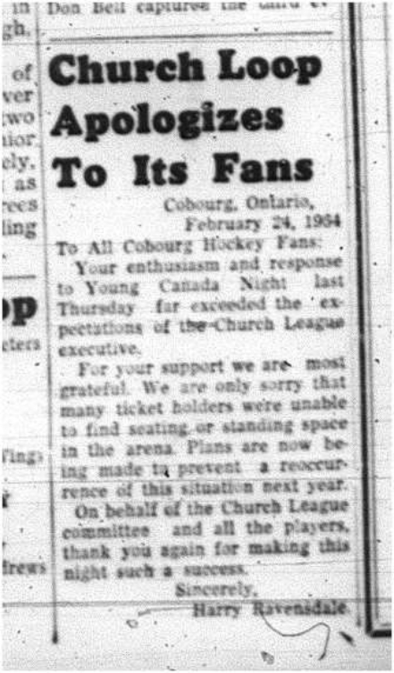 1964-02-26 Hockey -CCHL Young Canada Night -Apology