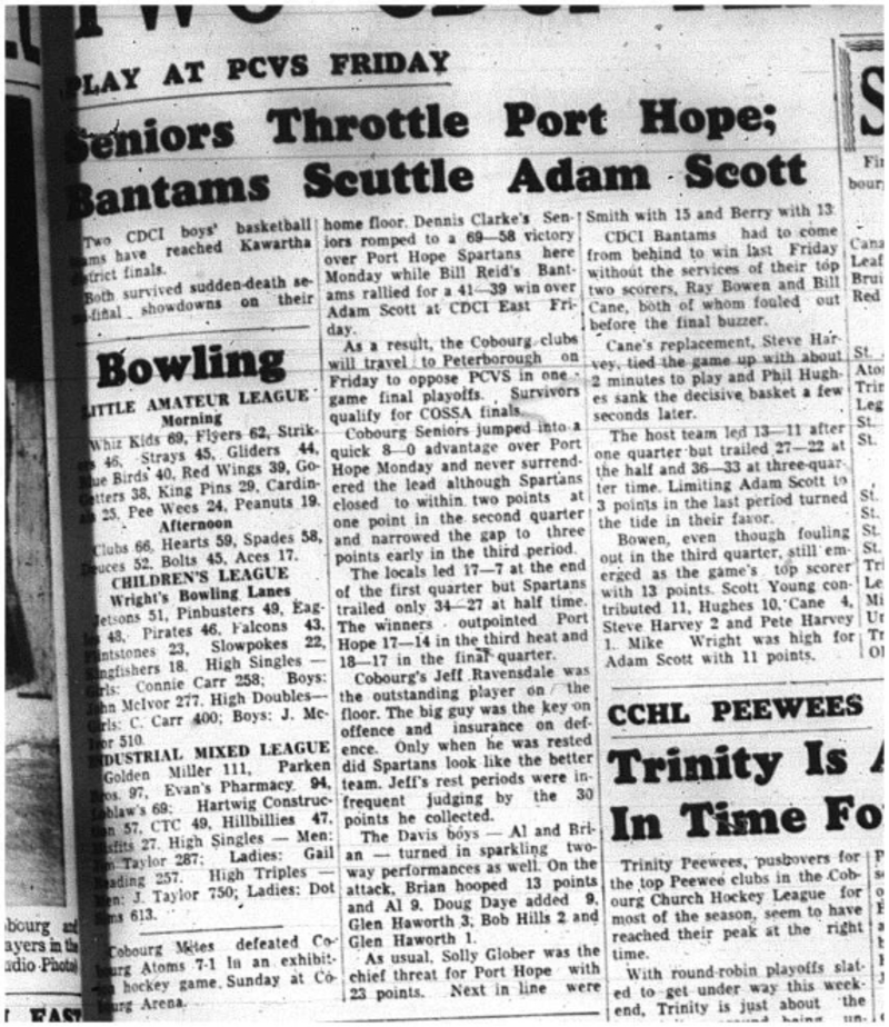 1964-02-26 School -basketball -Kawartha District Finals