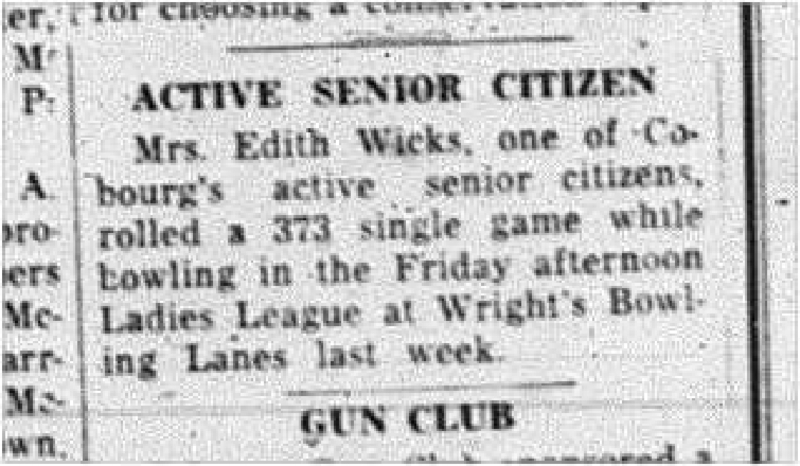 1964-03-04 Bowling -Edith Wicks -Ladies league -Wrights Bowling Lanes