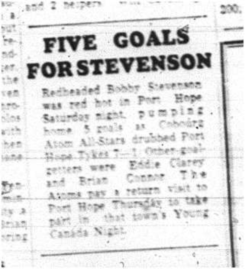 1964-03-04 Hockey -Bobby Stevenson -Cobourg Atom All-Stars vs. Port Hope