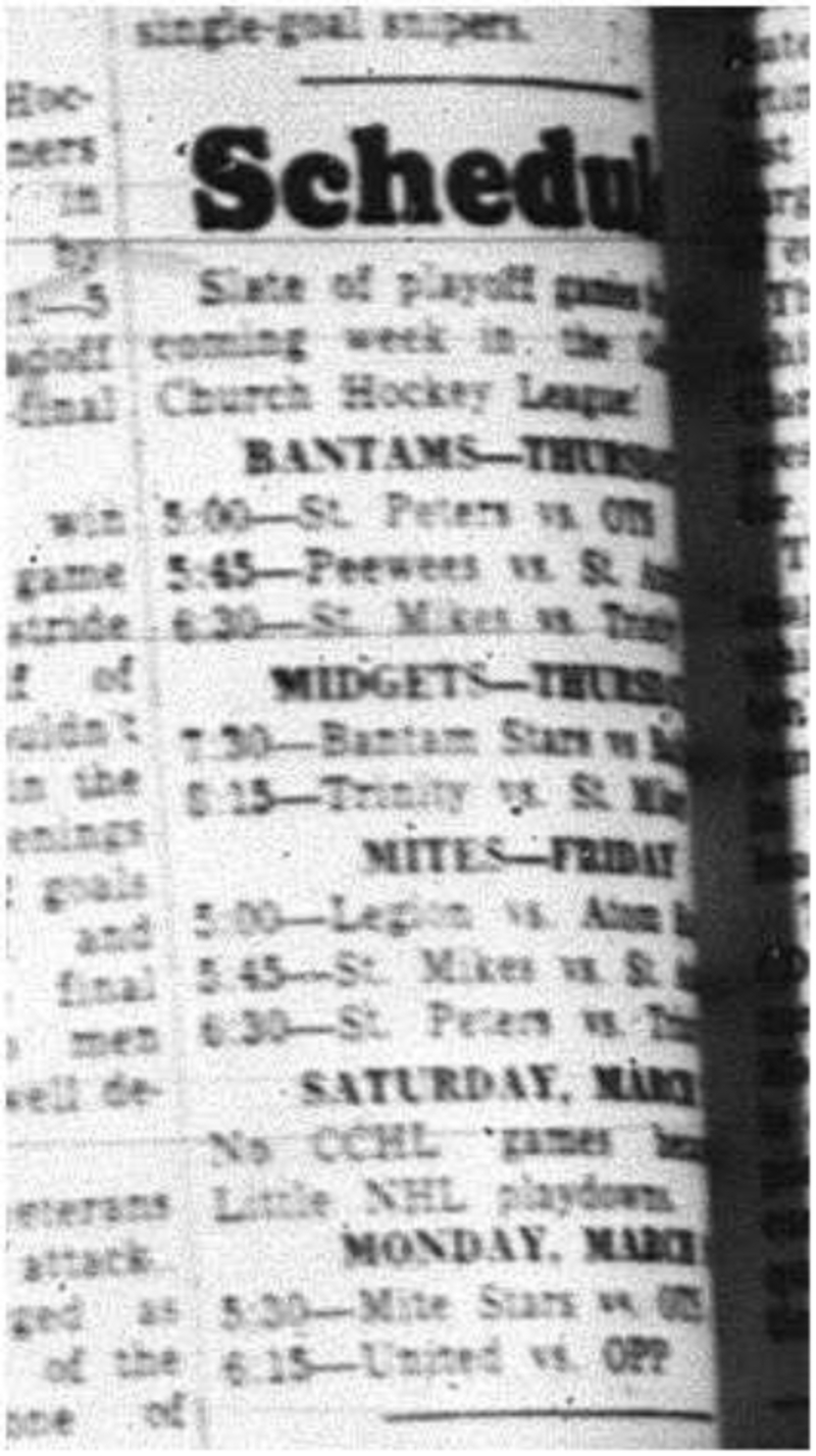 1964-03-04 Hockey -CCHL Schedule