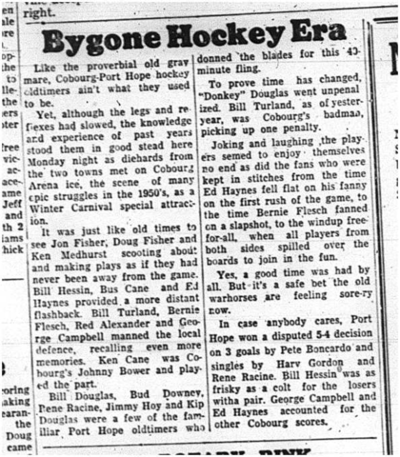 1964-03-11 Hockey -Cobourg -Port Hope Oldtimers