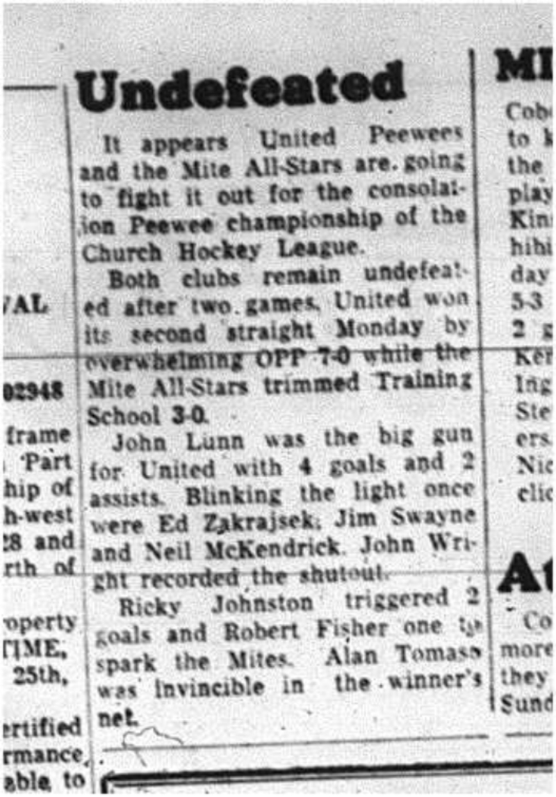 1964-03-11 Hockey -United Peewees vs. Mite All-Stars -CCHL