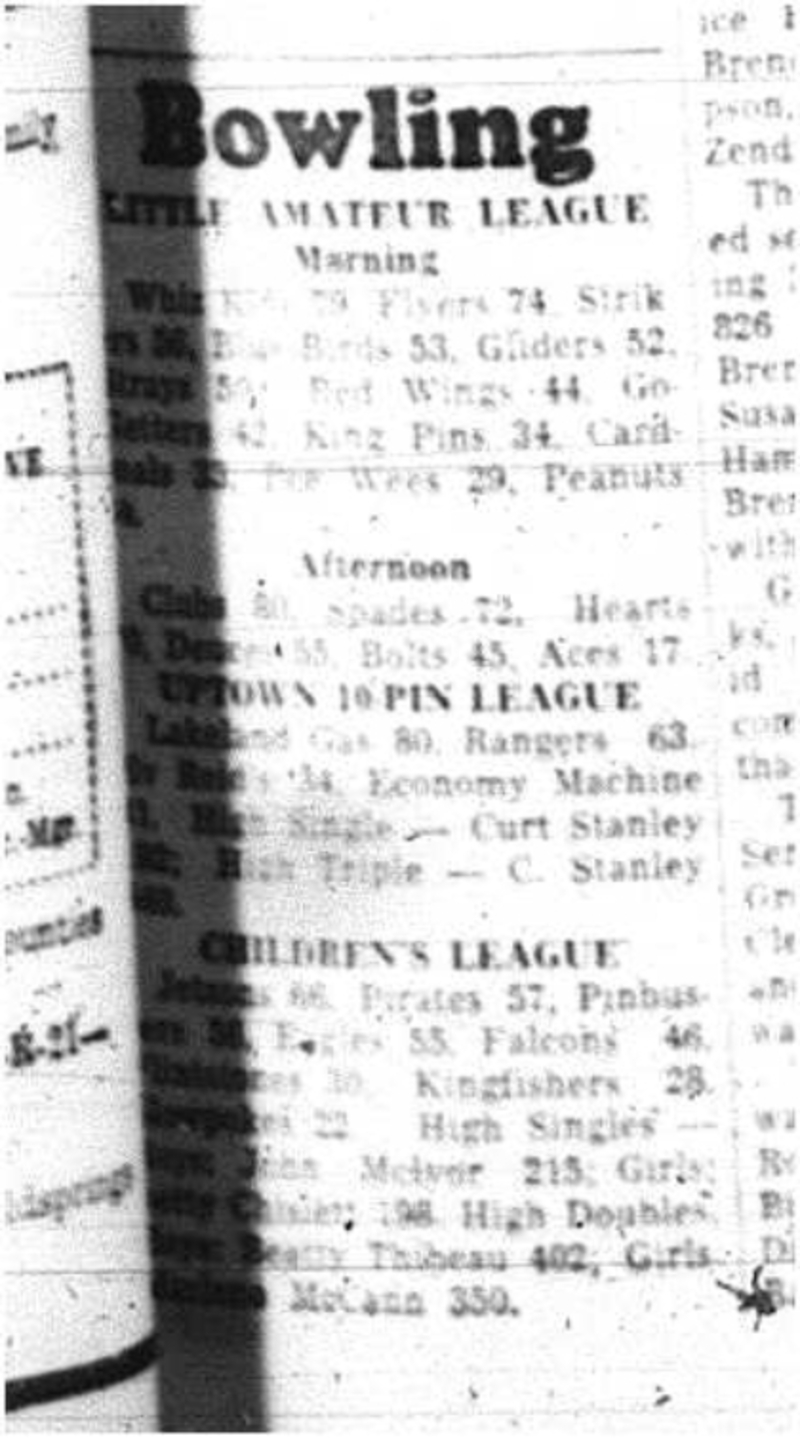 1964-03-18 Bowling -Little Amateur League -Uptown 10-pin League -Childrens League