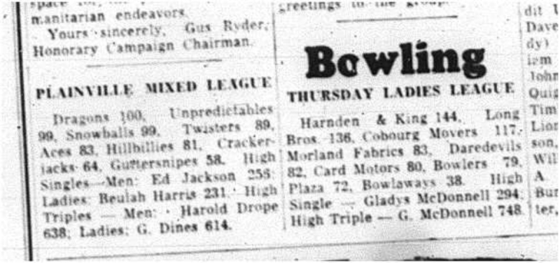 1964-03-18 Bowling -Thursday Ladies League -Plainville Mixed League