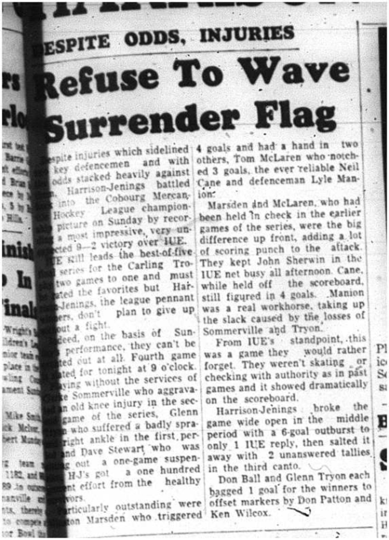 1964-03-18 Hockey -Cobourg Mercantile League