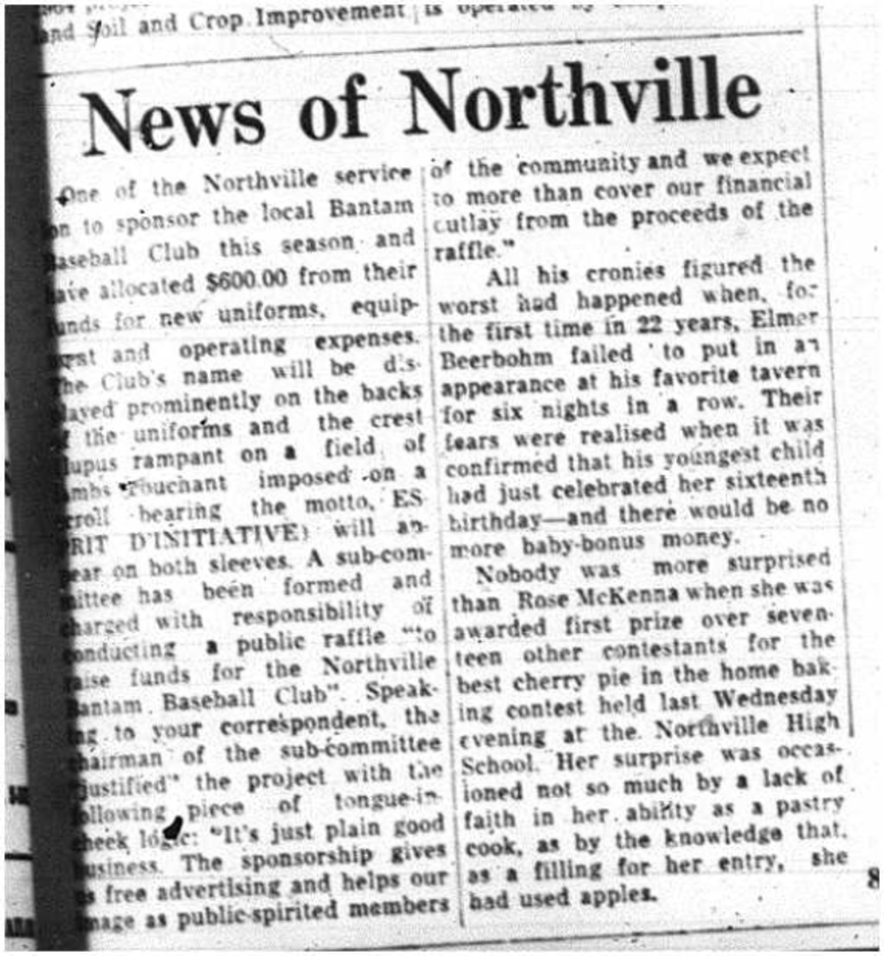 1964-03-25 Baseball -Northville Bantam Baseball Club
