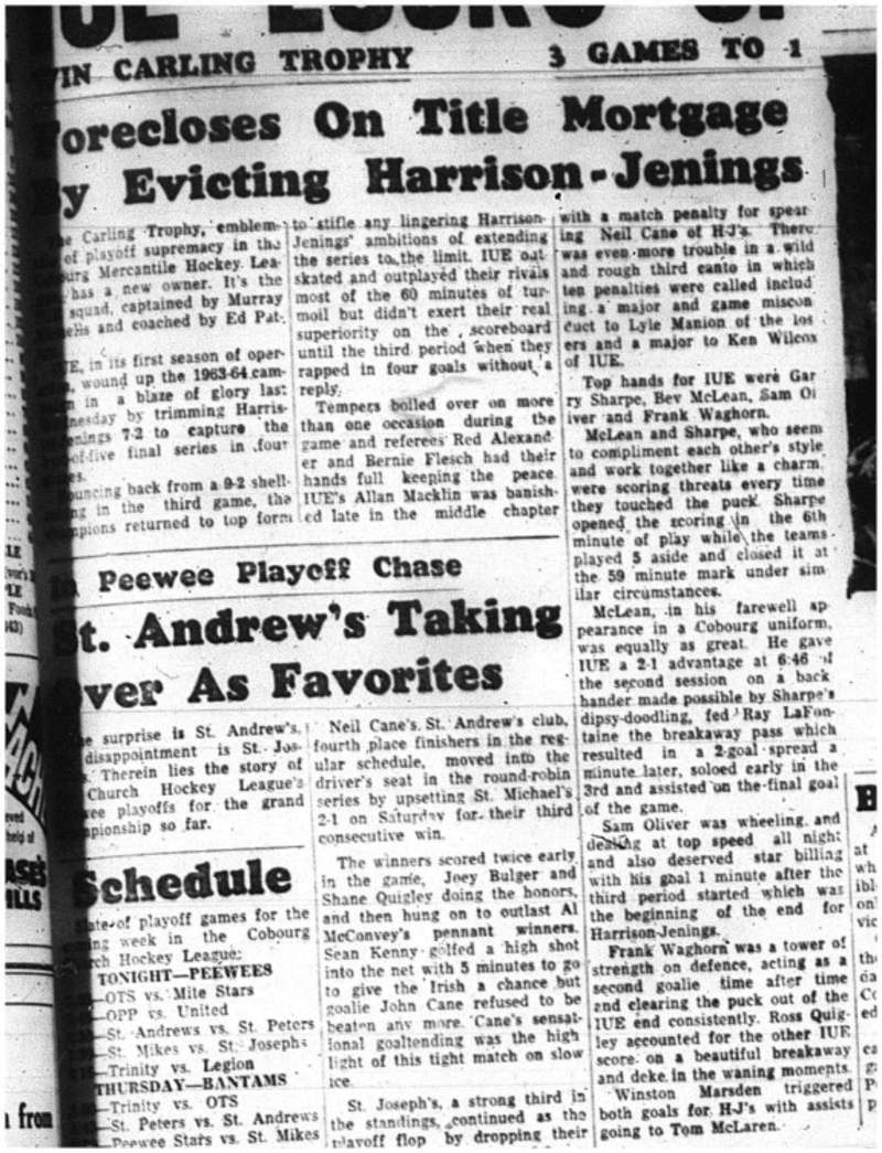 1964-03-25 Hockey -CCHL -Peewee Playoffs