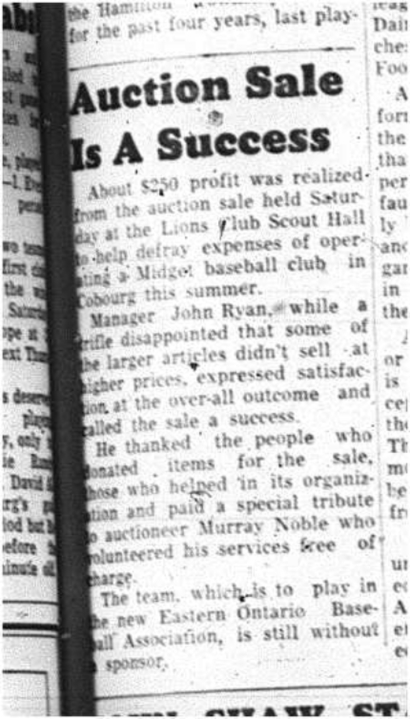 1964-04-01 Baseball -Auction -Midget Basbeall Club