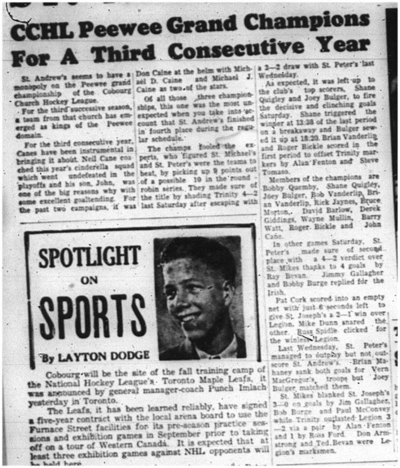 1964-04-01 Hockey -CCHL Peewee