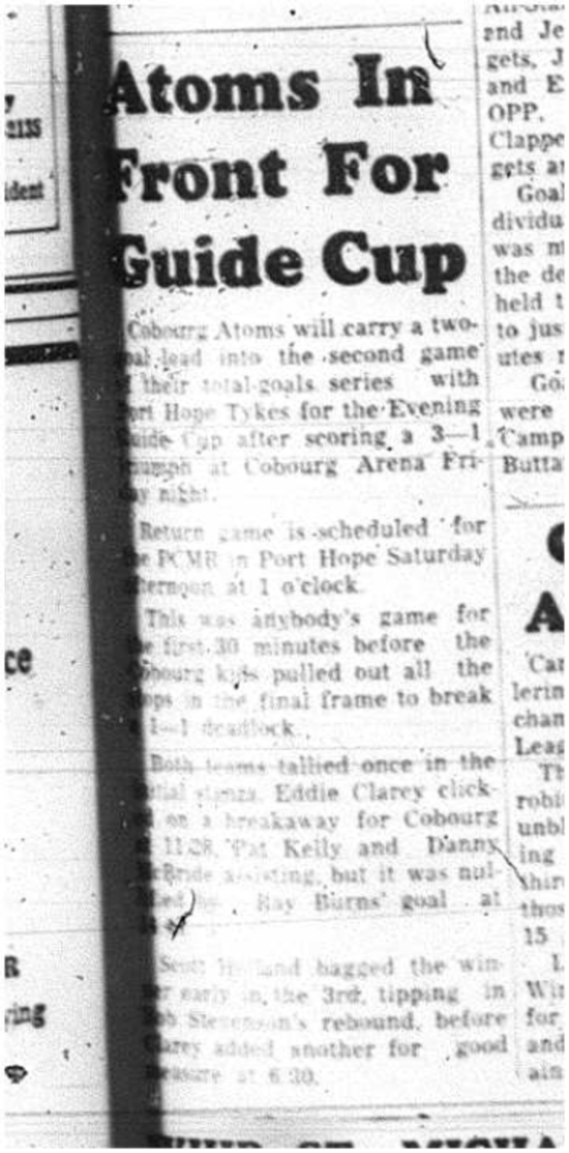 1964-04-01 Hockey -Cobourg Atoms -Guide Cup