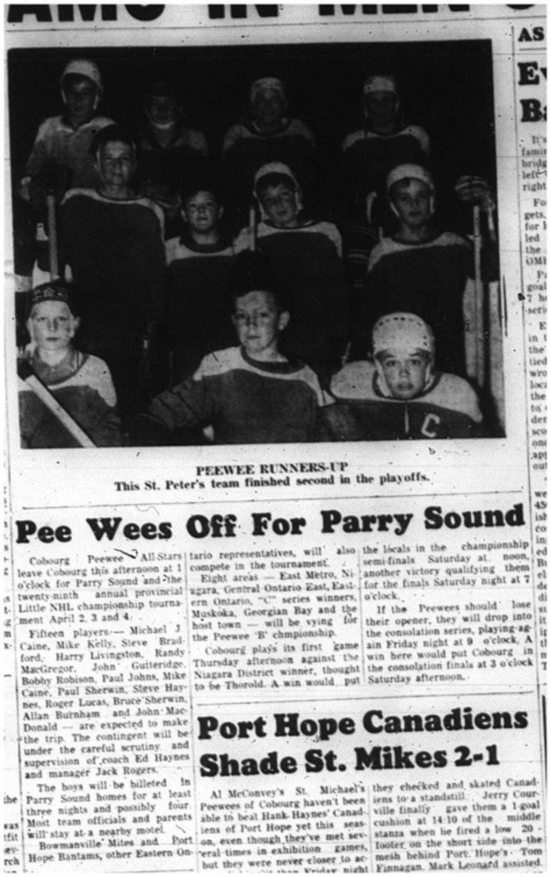 1964-04-01 Hockey -Cobourg Peewee All-Stars -Little NHL Championship Tournament