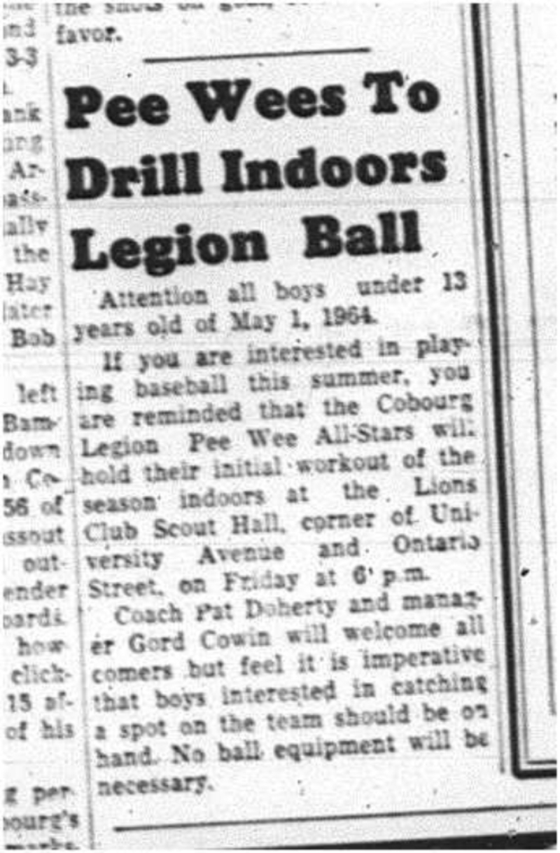 1964-04-08 Baseball -Cobourg Peewee All-Stars