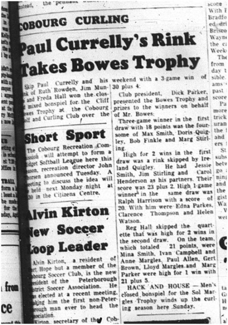 1964-04-08 Curling -Cliff Bowes Trophy