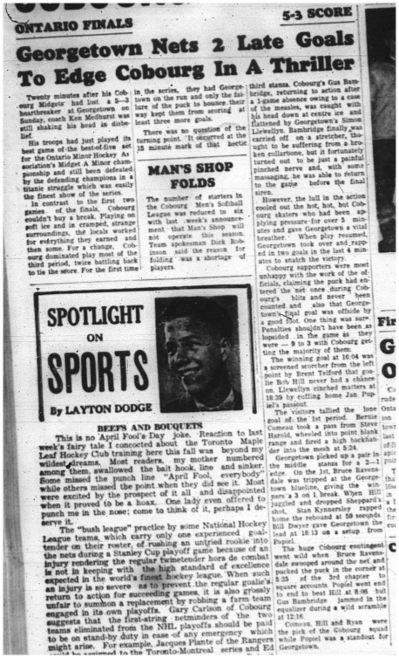 1964-04-08 Hockey -Cobourg Midgets Vs. Georgetown