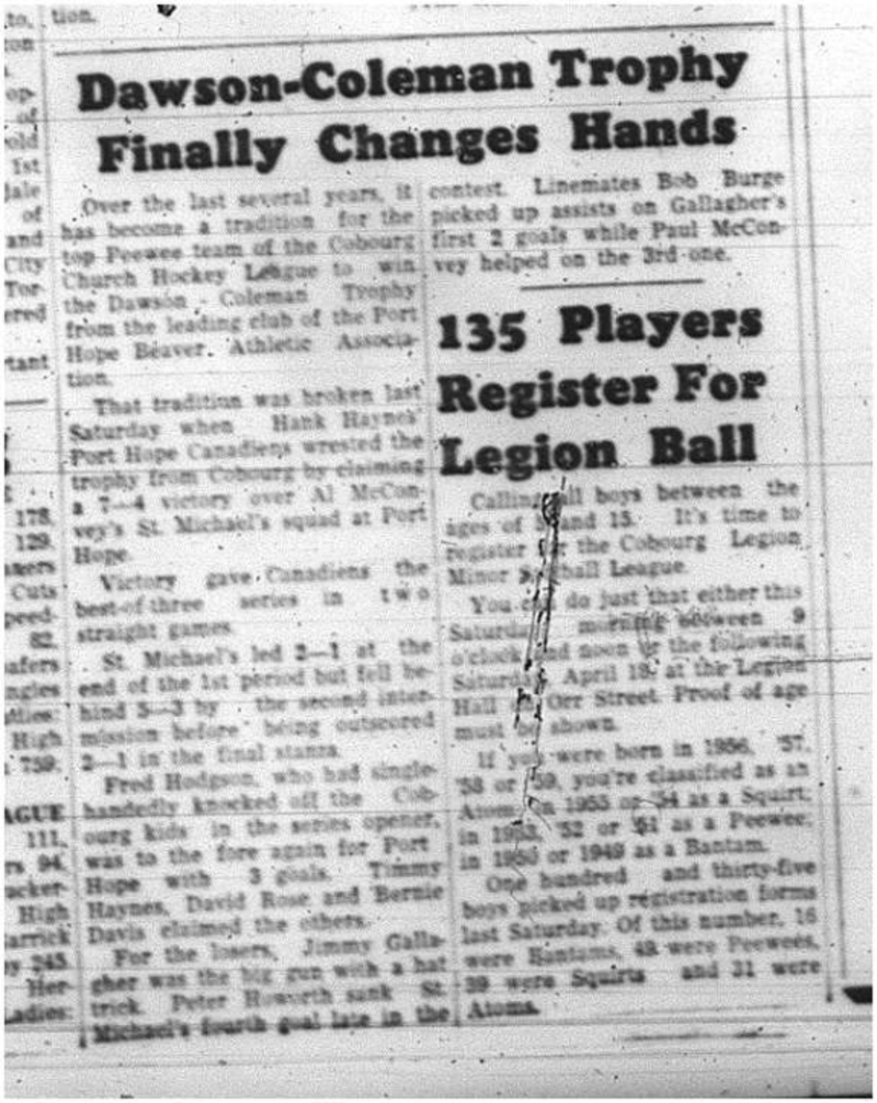 1964-04-08 Hockey -Dawson-Coleman Trophy -CCHL