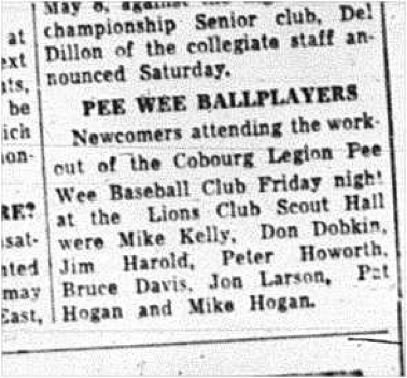 1964-04-22 Baseball - Boys - Peewee Baseball Club - Newcomers