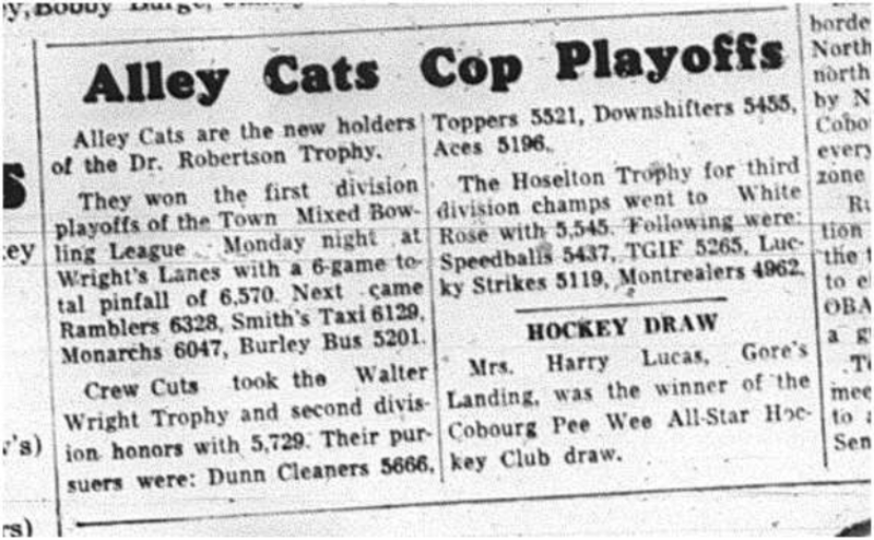 1964-04-22 Bowling - Mixed - Alley Cats - Dr. Robertson Trophy