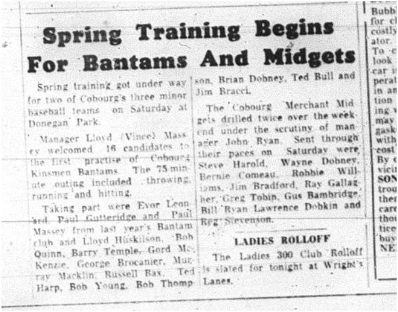 1964-04-29 Baseball - Boys  - Spring Training - Bantams - Midgets