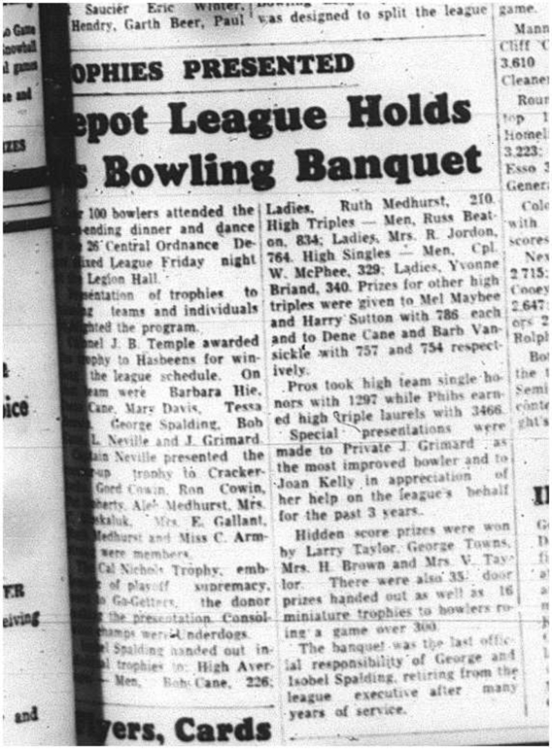 1964-05-06 Bowling - Mixed - Depot League - Banquet