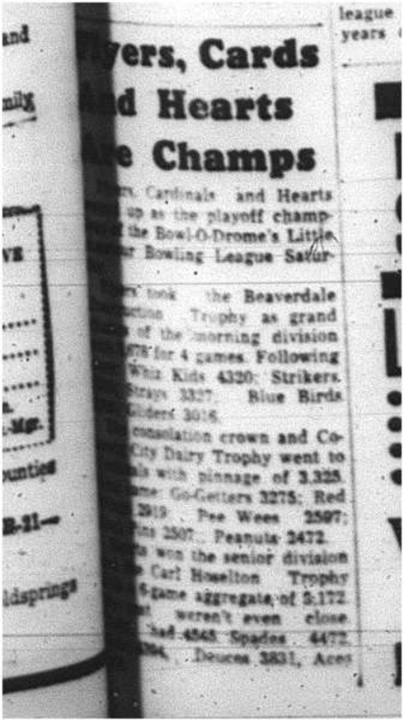 1964-05-06 Bowling - Mixed - Little Amateur League - Flyers - Cardinals - Hearts