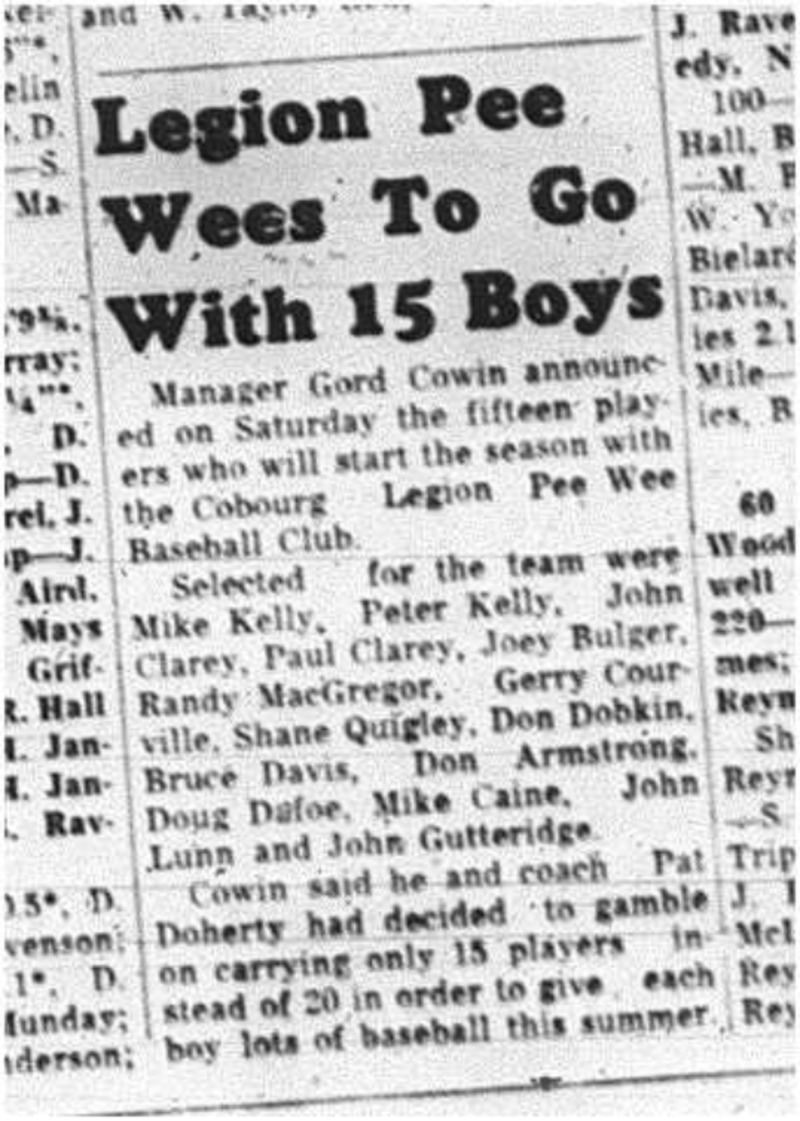 1964-05-13 Baseball - Boys - Cobourg Legion Peewees